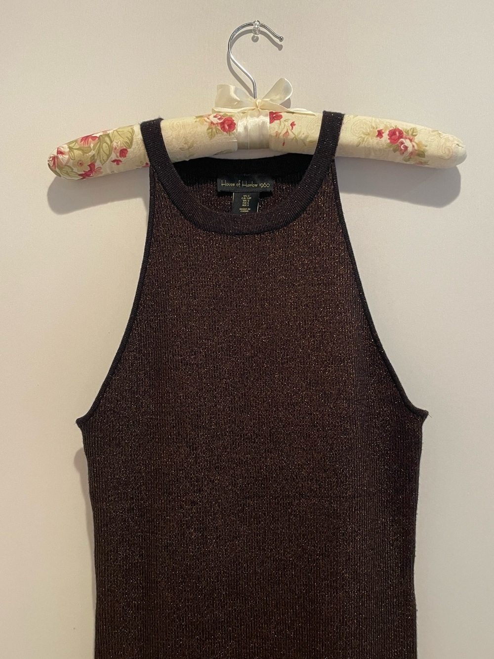 House of Harlow 1960 Metallic Bronze Ribbed Sleeveless Dress EUC - size Small - Picture 2 of 10